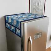 Kuber Industries Fridge Top Cover & Handle Cover Set | Fridge Top & Handle Cover Set | Refrigerator Cover & Handle Cover Combo Set | Sunflower Fridge & Handle Cover | Blue